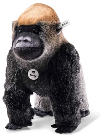 Steiff Kuscheltier Boogie Gorilla, Süßes Stofftier mit Kunststoffaugen, Kinder, Jungen & Mädchen, Plüschtier 35 cm, Schwarz, 062223