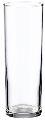 Tradineur - Set de 6 vasos de tubo de cristal, base gruesa, aptos para lavavajillas, agua, bebidas, refrescos, 16,3 x 5,8 cm, 31 cl