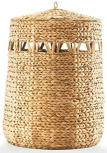 Kobolo Aufbewahrungskorb Wäschekorb Korb - Nature - aus Wasserhyazinthe mit Deckel