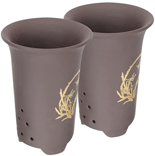 YARNOW 2stücke Teiliges Orchideentöpfe Aus Keramik Mit Drainagelöchern Dekorativer Blumentopf Für Zimmerpflanzen