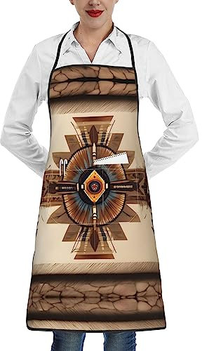 WapNo Indianer-Malschürze, Unisex-Schürze, schwarzer Rand mit Taschen. Geeignet für Küche Kochen, Kellner, Koch, Grillschürze., Weiss/opulenter Garten, Einheitsgröße