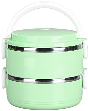 Boîte à Déjeuner Thermique, Boîte Isotherme Empilable pour Aliments Chauds, Boîte à Déjeuner Ronde en Acier Inoxydable 304, Récipients (Couche double Version épaissie 304 (vert