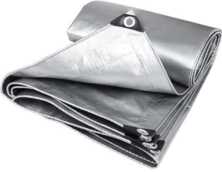 Schutzplane Bootsplane mit Ösen Holzplane Premium Gewebeplane Abdeckplane Abdeckplane, 0.32mm für LKW Pool Holz Gartenmöbel Boote Terrassen, Anpassbar blais (Color : Silver, Size : 2x3m)
