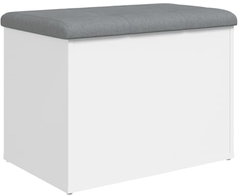 vidaXL Banco con almacenaje Madera de ingeniería Blanco 62x42x45 cm