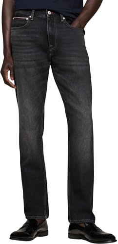 Tommy Hilfiger Herren Jeans Hose Regular Fit Straight Leg, Schwarz (Tundra Black), 30W/34L