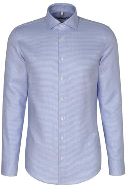 Silkesdekal herr business skjorta – slim fit – strykfri – Kent krage – långärmad – 100% bomull, blå, 40 SE