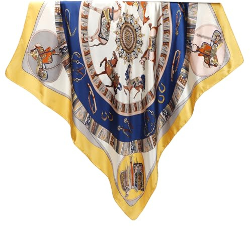 Wkjeneare Seidentuch,Kopftuch Damen Sommer,Satin Tuch Für Haare,Satin-Kopftuch Für Damen,Head Scarf Women,Quadratisch Seidenschal Für Damen,Seidentuch Groß, Gelbe Schals 1pcs,Wrap Halstuch