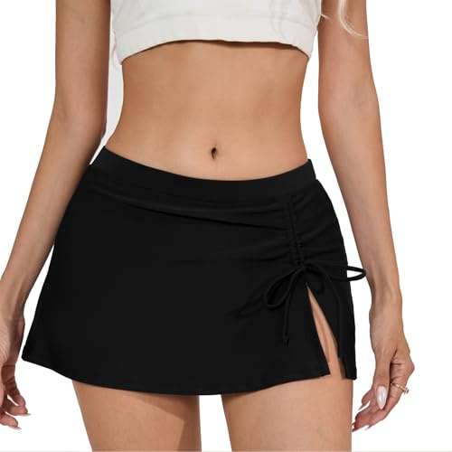 IHCEMIH Pantaloncini da bagno da donna con coulisse con gonna con slip da donna per nuoto spiaggia gonna a fessura modesto costumi da bagno tankini abiti avvolgente per donna UK