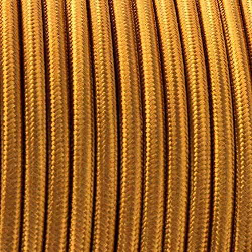 DC VOLTAGE 5 Meters Gold Flex Wire Retro 3 Core Round Lightning Cable Fabric Cloth Covered Electrical Wire, 16.4ft 3 Conductors 18 Gauge Textile Electric Cable Wire Coated For Lightning Appliances