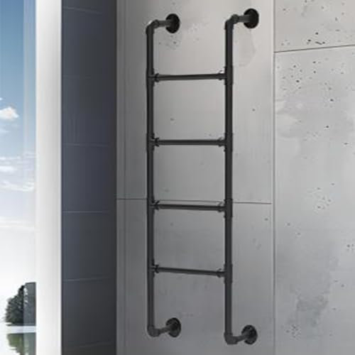 An der Wand montierte Leiter, robuste Fensterschachtleiter aus Metall, an der Wand montierte Not-/Feuerleiter, 4 Fuß, 5 Fuß, 6 Fuß, 7 Fuß, 8 Fuß, 9 Fuß, industrielle Eisenrohrleiter für Dach