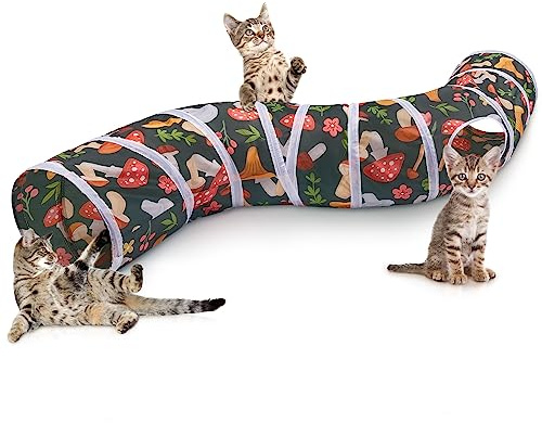 Hedgeink Tunnel pour Chat en S–Tunnels de Jeu avec Jouets, Tunnel Pliable pour Chat d’Intérieur, Lapin, Cochon d’Inde, Furet, Hamster, Chiot, Chaton
