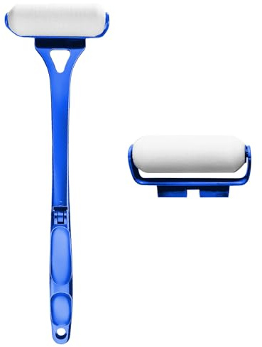 Rückenlotion Applikator für Männer/Damen, Lotion Applikator Lotionsbürste Körperpflege Hautpflegewerkzeug-Klappgriff mit 2 Auswechselbaren Rollenkopf Für eingeschränkte Personen ältere (Blau, 1)