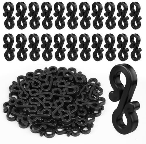 Gutter Hooks for Outdoor Lights, 60 Pcs Gutter Clips for Christmas Lights | Black Mini Plastic S Clips Hanger for Outdoor Christmas String Light, Icicle Fairy Light