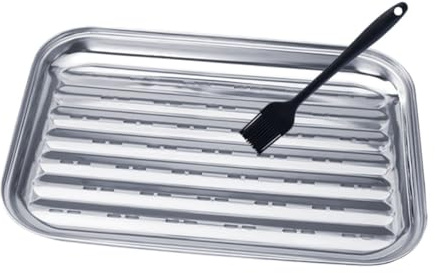 Milisten Plat De Cuisson Acier Inoxydable avec Panier De Plateau De Barbecue pour Aliments pour Cuisine Plein Air Et Intérieur