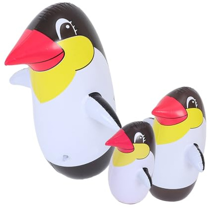 DECORNIJIA 3pcs Inflatable Penguin with Weighted Base Cartoon Animal Figurines for Outdoor Garden Decoration and Interactive Play Windproof Design for Summer Pool and Birthday Party Fun