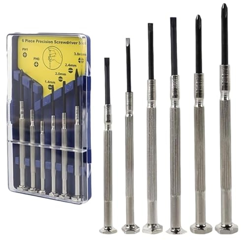 6 Pcs Mini Screwdriver Set, Eyeglass Repair Precision Screwdrivers, Precision Repair Tool Kit with 6 Different Size Screwdrivers, Small Screwdriver Kit in case for Glasses, Jewelers, Watchmaker