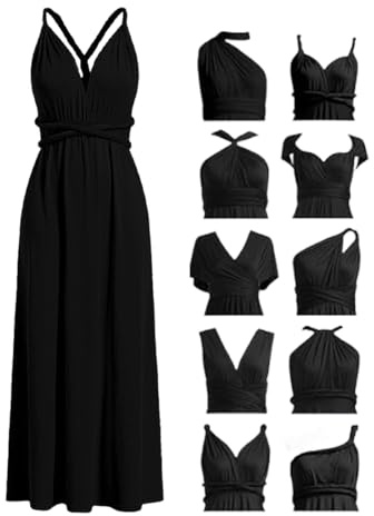 Gkaopi Vestido Dama de Honor para Mujer Elegantes Multiposicion Vestido de Invitada Boda Cóctel Cruzado Convertibles Vestidos Sexy Largo Infinitos Cuello en V sin Mangas Vestidos de Noche Fiesta