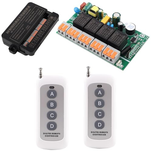 SUYUKUFU 12 V, 24 V, 36 V, kabelloser Schalter, 4 Kanäle, Fernbedienung, Relais, 12 V-36 V, 10 A, Wechselschalter, Motor, Garagentor (AC 100 V-240 V/2 x Controller)