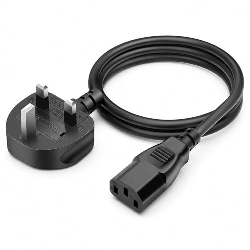 Hyleon Universal Monitor Power Cable UK Plug, 1M 3 Pin Kettle Lead Replacement for Computers/TVs/Monitors/LCD Smart HDTV/Samsung/Printer AC Cable
