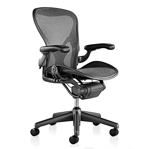 Herman Miller Aeron Chair Highly Adjustable with PostureFit Lumbar Support with Hard Floor Casters - Large Size (C) Graphite Dark Frame, Classic Dark Carbon Pellicle Mesh Home Office Desk Task Chair