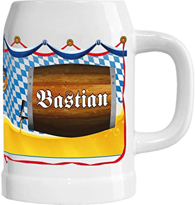 Herz & Heim® Personalisiertes Bierkrug mit gratis Namen - verschiedene Motive - 0,5 l Bierfass