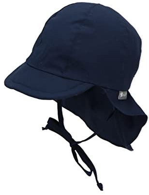 Sterntaler Schirmmütze Nacken - Unisex Baby- und Kinder Mütze mit Nackenschutz und einsteckbaren Ohrenklappen - UV-Schutz 50+ Sommermütze zum Binden - Popeline (Bio) Kopfbedeckung - marine, Größe 51