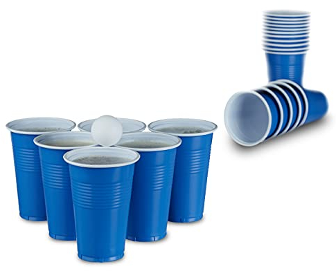 Relaxdays 200x Gobelet en Plastique 473 ML contenance pour bières fêtes soirées Anniversaire Verre en Plastique, Bleu