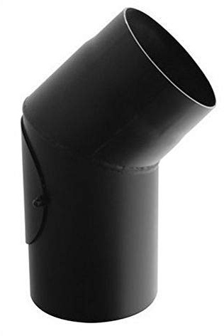 Ofenrohr Knie Winkel Bogen 45° mit Tür Stahlrohr Abgasrohr Senotherm Schwarz 2mm Heizung Rauchrohrbogen (180mm)