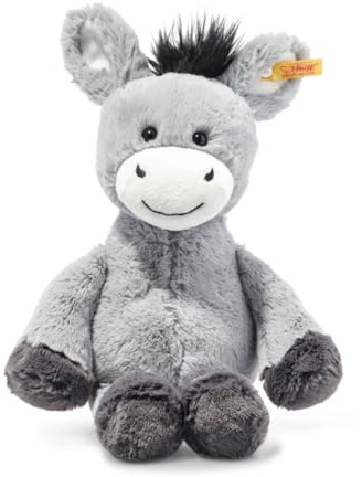 Steiff Kuscheltier Dinkie Esel, Süßes Stofftier mit Kunststoffaugen, Kinder, Jungen & Mädchen, Friends, Plüschtier 30 cm, Hellgrau, 073748