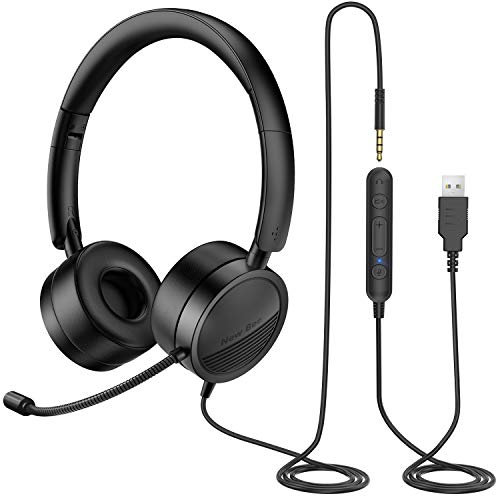 New bee Casque PC Casque Micro Filaire USB/3.5mm Oreillette Professionnelle Confortable Casque Gamer pour PC/Mac, Smartphone, Tablette, Skype, Bureau PC/PS3/PS4