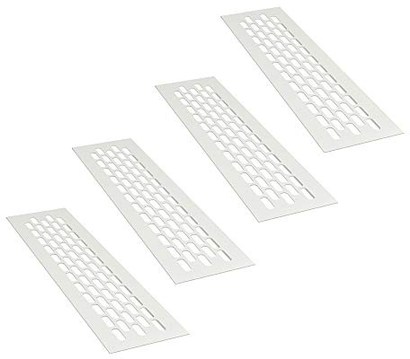 sossai® Griglia di ventilazione in alluminio - Alucratis (4 pezzi) | Rettangolare - dimensioni: 24,5 x 6 cm | Colore: bianco | areazione