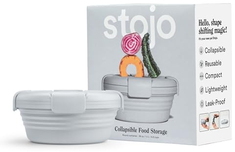 STOJO Collapsible Bowl - Reusable Camping Bowl with Lid - 100.7 oz, Paisley Grey