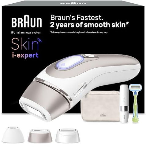 Braun Smart IPL Hair Removal Device for Women, Skin i·Expert, PL7249 | Alternative for Laser Hair Removal, Exclusive Free App, 3 Heads, Mini Face Shaver, Up to 2 Years Smooth Skin