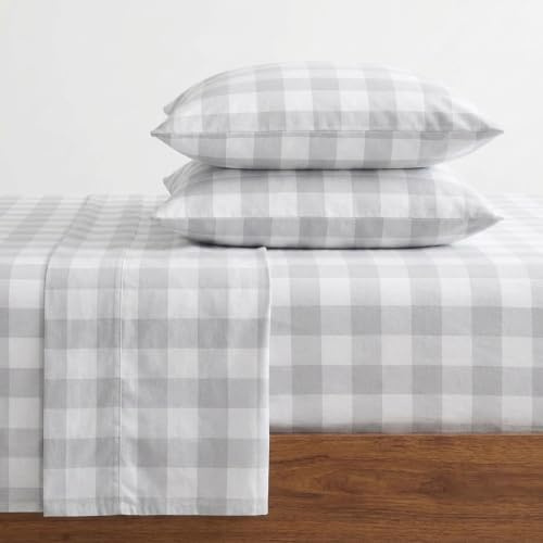 Eddie Bauer - King Sheets, Cotton Flannel Bedding Set, Brushed For Extra Softness, Cozy Home Decor (Lakehouse Plaid, King)