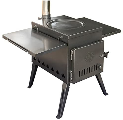 YYUINU Têtes de tente intérieur/extérieur en acier - Poêle à bois portable pour la cuisine, le camping, la pêche, le chauffage, le pique-nique, le barbecue (noir) - S