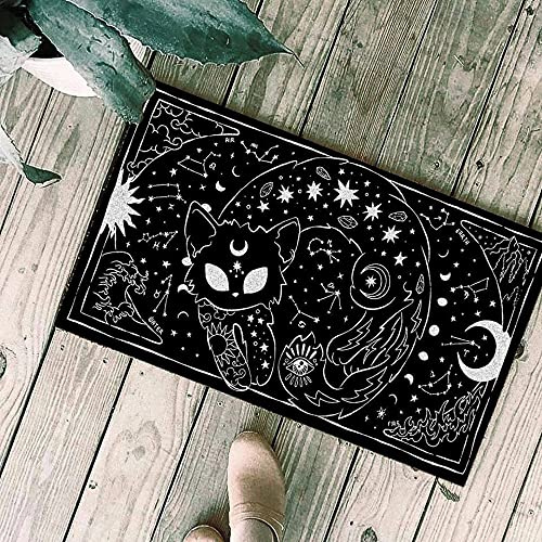 N/Ａ Fußmatte innen fussmatte außenSchwarz-weiße Goth-Katzen-Sonne und Mond-Entwurfs-Fußmatten-Wohngestaltung deko Wohnzimmer