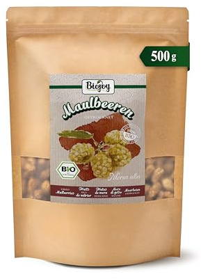 Biojoy BIO moras blancas deshidratadas, sin sulfitos, 500 g | Enteras, sin azúcares añadidos, de Turquía