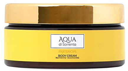 AQUA DI SORRENTO Partenope Body Cream Nutriente | Crema Corpo Nutriente | Body Cream Per Pelle Morbida e Porfumata, Aloe Vera e Estratto Naturale di Limone, Pelle Luminosa e Leviagata, 300ml