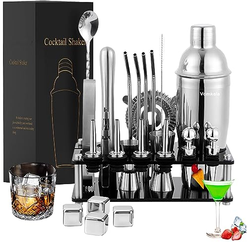 Cocktail Set 750ml Cocktail Shaker,24pcs Bar Zubehör Coctail Mixer Set Barkeepers Friends Jigger,Boston Shaker Bartender Set Deko for Men Women (Typ 4)