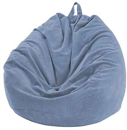 FANSU Sitzsack Waschbar Ohne Füllung, Stuhlbezug für Indoor Outdoor, für Kinder Erwachsene, Kordsamt Textile Aufbewahrung (100x120cm, Blau Grau)