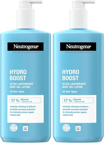 Neutrogena Hydro Boost Body Gel Cream (2x 400ml), Body Lotion with Refreshing and Ultra-Light Formula for Normal to Dry Skin, Naturally Derived Hyaluronic Acid, Body Moisturiser for Advanced Hydration