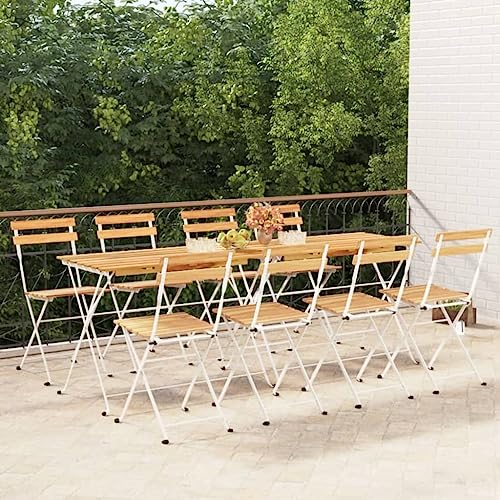 BUKSCYJS Outdoor Kissen Wetterfest,GartenstüHle StapelbarbistrostüHle 8 STK. Klappbar Massivholz Akazie Und Stahlgeeignet FüR Wohnzimmer, Schlafzimmer, GäRten, Balkone, Terrassen