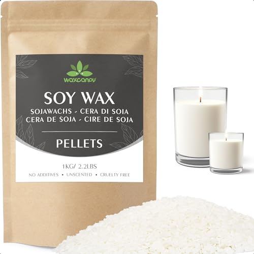 Sojawachs für Kerzen, Premium Kerzenwachs 1KG/5KG/10KG, kerzenwachs zum gießen, 100% Natürliches Öko Sojawachs für Kerzen(1KG)