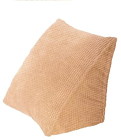 Irishom Coussin triangulaire Coussin de lecture confortable avec poche zippée Coussin triangulaire Petit coussin de soutien dorsal Coussin pour le bureau, le lit à domicile, le canapé, 35 x 18 x 38 cm
