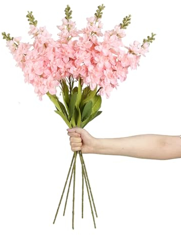 IPOPU Künstliche Blumen aus rosa Rittersporn, 85 cm, Hyazinthe, Löwenmaul, Antirrhinum, künstliche Blumen, Seidenblumen, langer Stiel, Blumen für Hochzeit, Heimdekoration (Rosa)