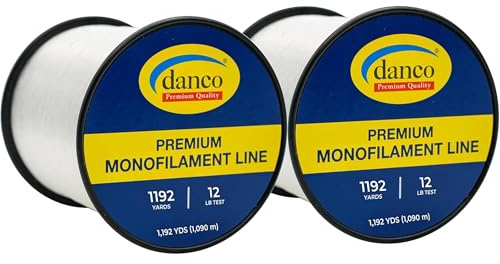 2 Pack 12lb Monofilament Line - 4768 Yards Total (2384 yds per Spool) - Clear Fishing Line, Freshwater & Saltwater, Strong Abrasion Resistant with Low Memory