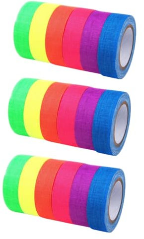 NUOBESTY 18 Rollen Reflektieren des Klebeband im Dunkeln leuchten Bänder Klebeband für Partydekorationen an der Wand Magnetband Gaffing-Tape Leuchtstoffband für Treppen UV schmücken