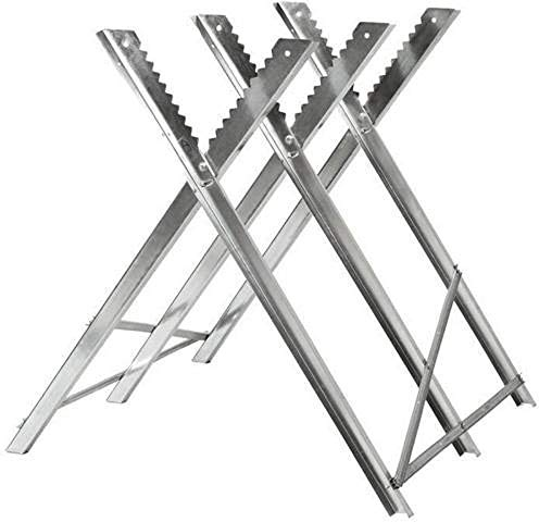 OHMG Caballete de sierra,Caballete de sierra para motosierra,Soporte de aserrado plegable de acero de 150 kg, con 4 soportes de madera dentada,Soporte de corte de caballete de aserrado ligero (3