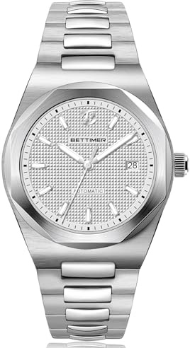 BETTIMER Automatik Uhr Herren Schweizer PT5000 Werk 40mm 316L Edelstahl 10ATM Wasserdicht Datum & Sekundenzeiger Saphirglas mit AR-Beschichtung Mechanische Uhr Herren