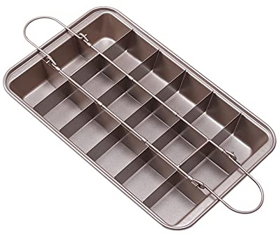 Fixiooz Brownie Pan with Dividers, Non-Stick Brownie Baking Pan, All Edges Brownie Pan, 18 Pre-slice Brownie Baking Tray for Oven Baking Bread, Muffin and Cupcake Pan, 12 X 8 X 2 Inches